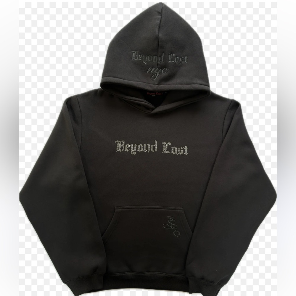 Beyond Lost Oversized Heavyweight Rhinestone Hoodie in black size small